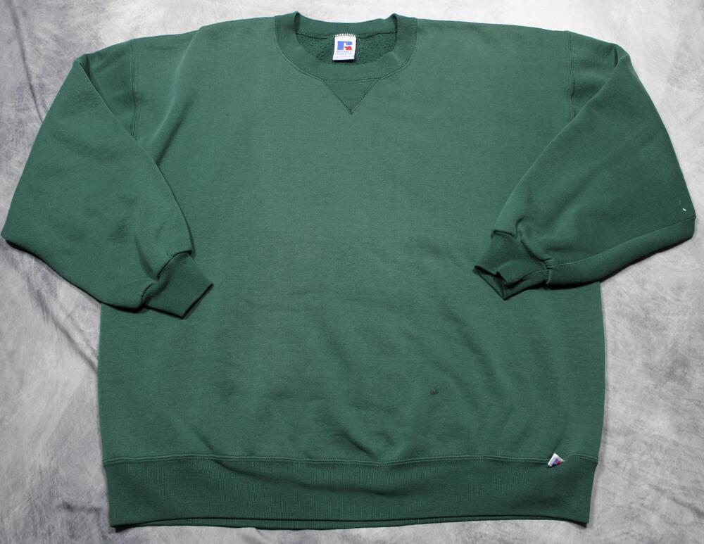 Vintage Russell Athletic Sweatshirt Mens 2XL Green Fleece Crewneck Made USA